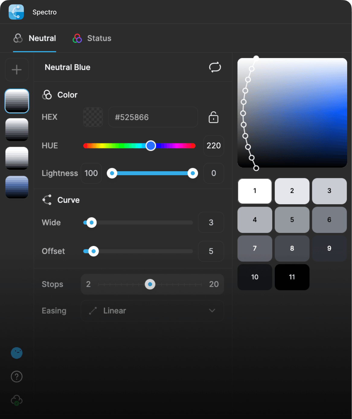 Spectro neutral color generator interface